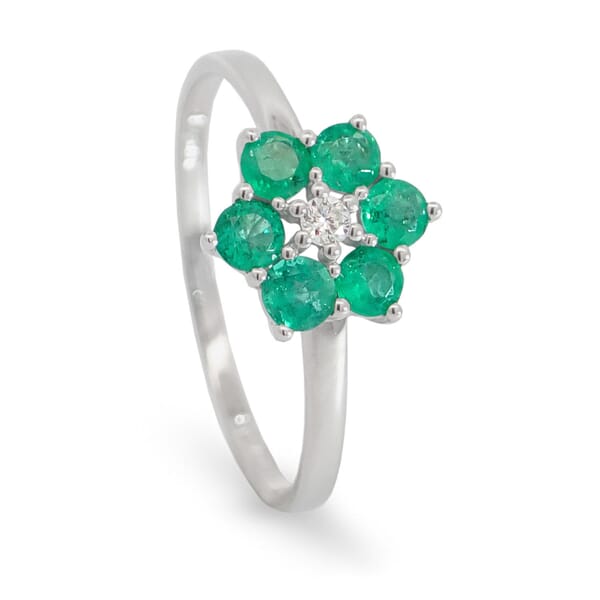 Diamantring med smaragd og diamanter 0,03 ct W-Si - bur615212
